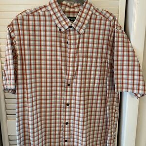 Orvis Orange and White Casual Button Down Shirt